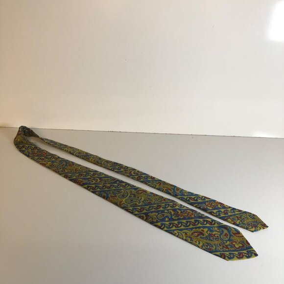 Robert Talbott Ancient Madder Silk Tie Blue Yellow Paisley Mens Necktie Office - Picture 8 of 8